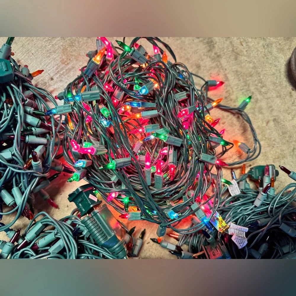 12 sets of multi colored incandescent Christmas lights